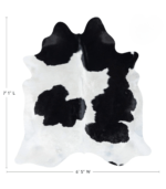 Brazilian Black and White Cowhide Rug Size 7'1 L x 6'5 W 7651 - Image 4