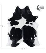 Brazilian Black and White Cowhide Rug Size 7'5 L x 5'10 W 7711 - Image 4