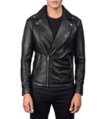 Noah Black Leather Biker Jacket - Image 4