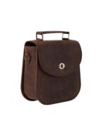 The Sandra Vintage Distressed Brown Leather Saddle Bag - Image 2