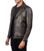Noah Brown Leather Biker Jacket - Image 4