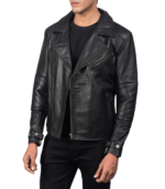 Raiden Black Leather Biker Jacket - Image 4