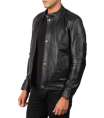 Men's Black Leather Biker Jacket – Sune - Image 4