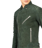 Armand Green Suede Biker Jacket - Image 4