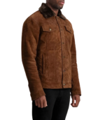 Dallis Brown Suede Shearling Trucker Jacket - Image 4