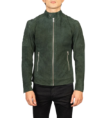 Fernando Quilted Green Suede Biker Jacket - Image 4