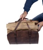 Leather Firewood Carrier with Adjustable Handles - Image 4