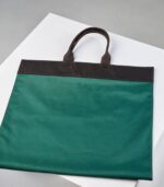 Large Leather Canvas Wood Carrying Bag - Image 4