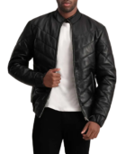 Travis Black Leather Puffer Jacket - Image 4