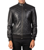 Moda Black Leather Bomber Jacket - Image 4