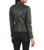 Adalyn Quilted Green Leather Biker Jacket - Image 5