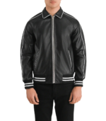Cooper Black Leather Varsity Jacket - Image 5