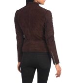 Adalyn Quilted Mocha Suede Biker Jacket - Image 5