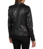Alison Black Leather Biker Jacket - Image 5