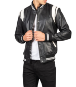 Dantee Black Leather Varsity Jacket - Image 5