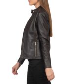 Rave Brown Leather Biker Jacket - Image 5