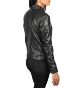 Rumella Black Leather Biker Jacket - Image 5
