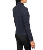 Rumella Blue Suede Biker Jacket - Image 5
