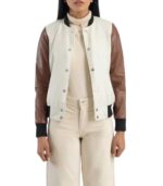 Savant White & Brown Hybrid Varsity Jacket - Image 5