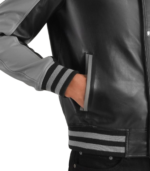 Terrance Black & Grey Leather Varsity Jacket - Image 5