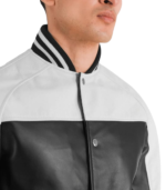 Terrance Black & White Leather Varsity Jacket - Image 5