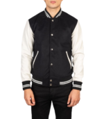 Vaxton Black & White Hybrid Varsity Jacket - Image 5