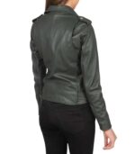 Alison Green Leather Biker Jacket - Image 5