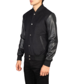 Vaxton Black Striped Hybrid Varsity Jacket - Image 5