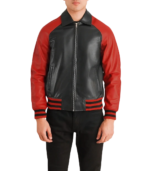 Walton Black & Red Leather Varsity Jacket - Image 5