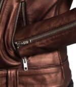 Rumy Maroon Leather Biker Jacket - Image 5