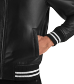 Walton Black Leather Varsity Jacket - Image 5