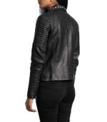 Sally Mae Studded Black Leather Biker Jacket - Image 5