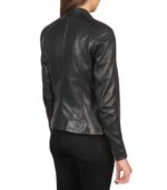 Avery Black Leather Biker Jacket - Image 5