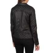 Women's Quilted Black Leather Biker Jacket – Dagny - Image 5