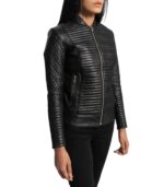 Cityscape Black Leather Biker Jacket - Image 4