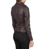 Flashback Maroon Leather Biker Jacket - Image 5