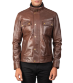 Darren Brown Leather Biker Jacket - Image 5