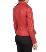 Flashback Red Leather Biker Jacket - Image 5