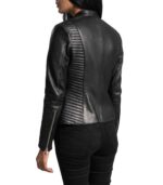Haley Ray Black Leather Biker Jacket - Image 5