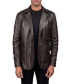 Men's Daron Brown Leather Blazer - Image 5