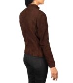 Women's Mocha Suede Biker Jacket – Liv - Image 5