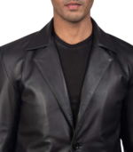 Polyester Lining Black Leather Blazer - Image 5