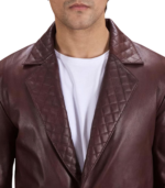 Radaron Quilted Maroon Leather Blazer - Image 5