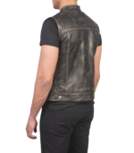 Atlas Moto Distressed Brown Leather Vest - Image 5