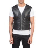 Brandon Black Leather Vest - Image 5