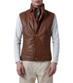 Men's Waxed Brown Leather Vest – Erlend - Image 5