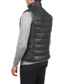 Reeves Black Leather Puffer Vest - Image 2