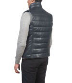 Men's Blue Leather Puffer Vest – Ingmar - Image 5
