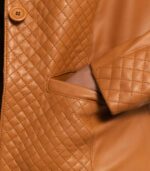 Cora Quilted Brown Leather Blazer - Image 5