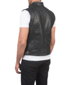 Roland Black Leather Biker Vest - Image 5